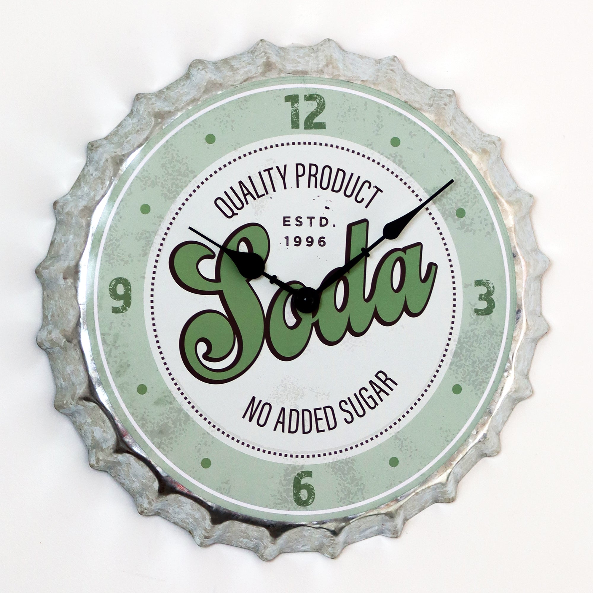 Green Soda Bottle Top Wall Clock