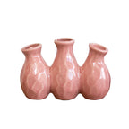 Pink Crackle Glaze Multi Bottle Bud Vase