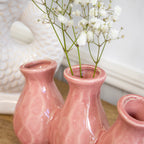 Pink Crackle Glaze Multi Bottle Bud Vase