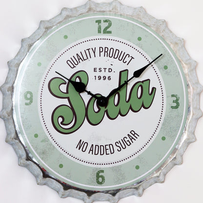 Green Soda Bottle Top Wall Clock