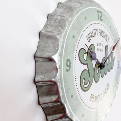 Green Soda Bottle Top Wall Clock