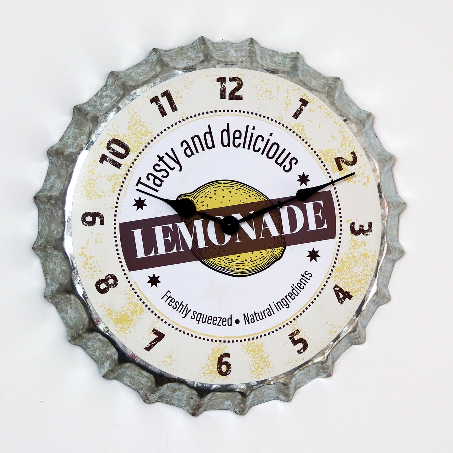 Yellow Lemonade Bottle Top Wall Clock