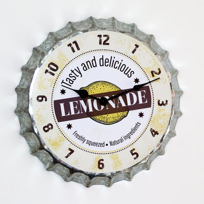 Yellow Lemonade Bottle Top Wall Clock