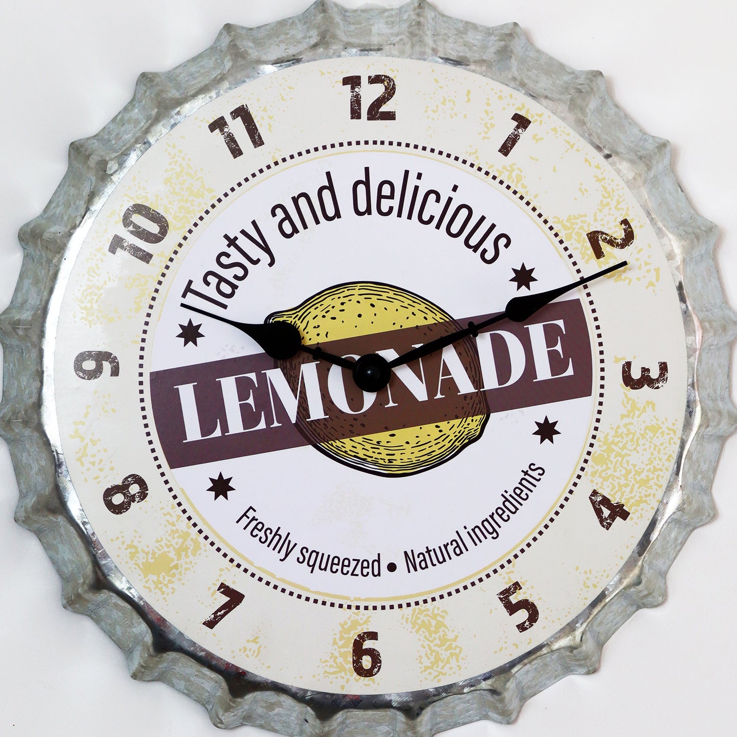 Yellow Lemonade Bottle Top Wall Clock