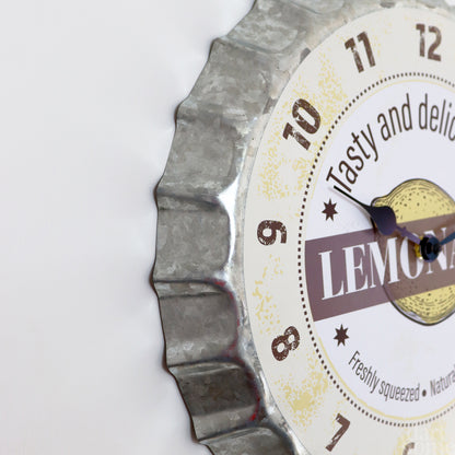 Yellow Lemonade Bottle Top Wall Clock