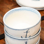 Set Of 4 Stoneware Nautical Cereal Bowls