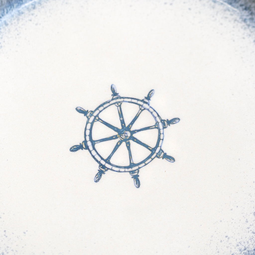 Set Of 4 Stoneware Nautical Side Plates