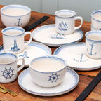 Set Of 4 Stoneware Nautical Side Plates