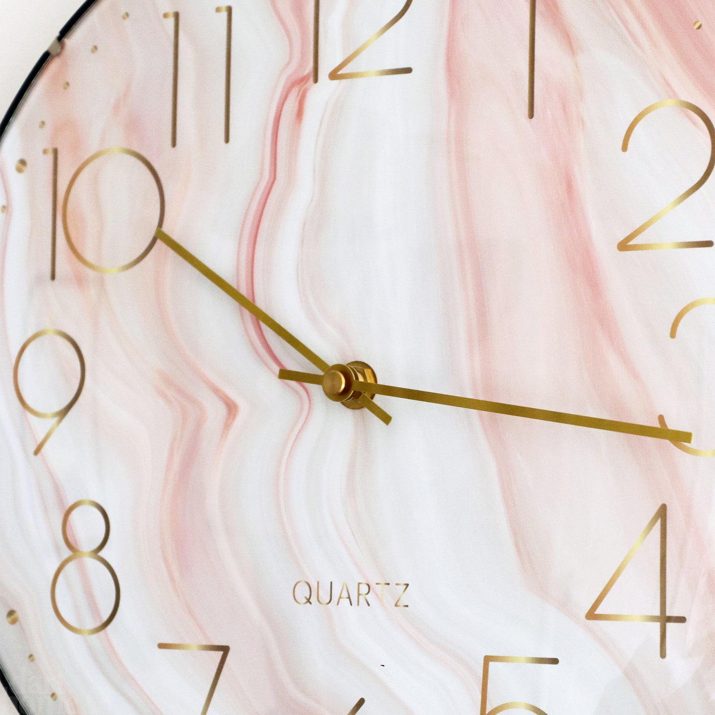 Curved Glass Pink Marble Wall Clock