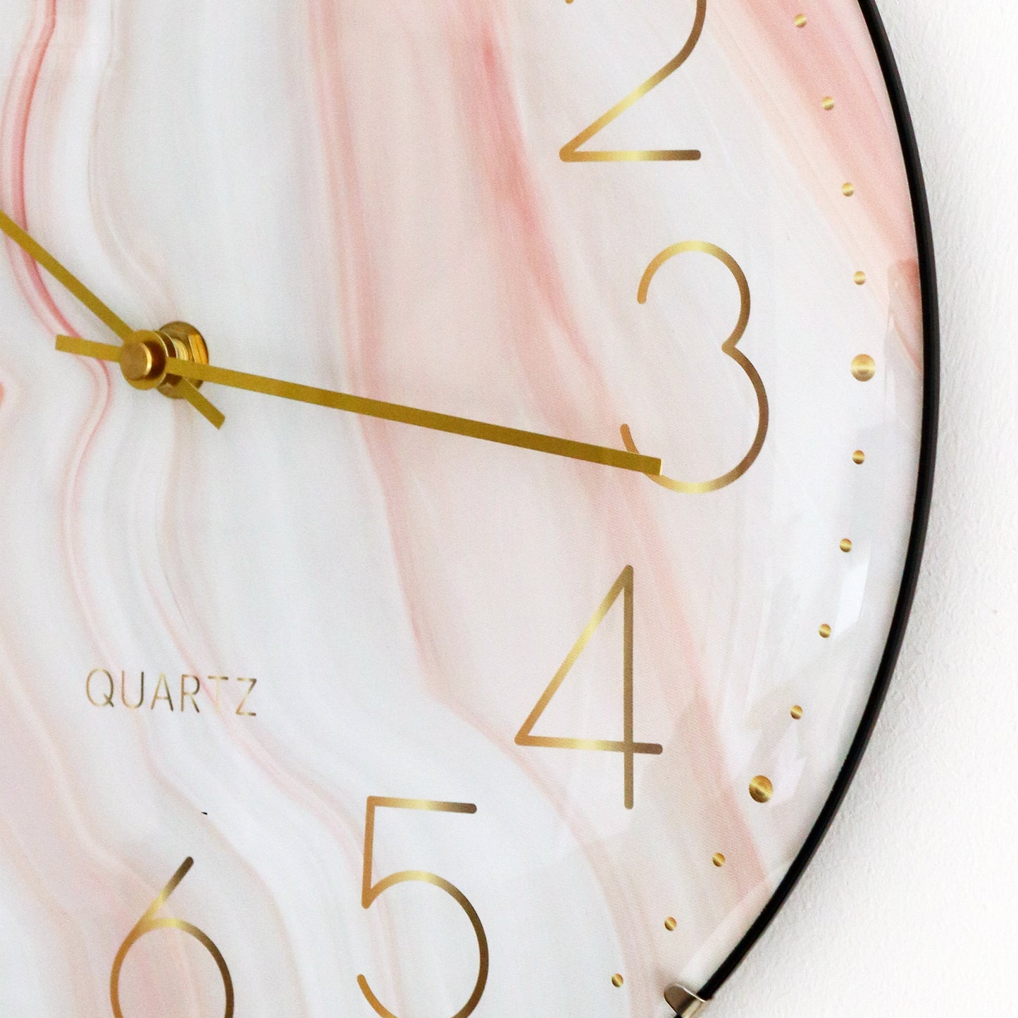 Curved Glass Pink Marble Wall Clock