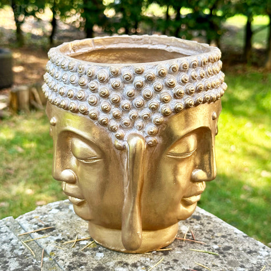 Gold Multi Buddha Head Planter