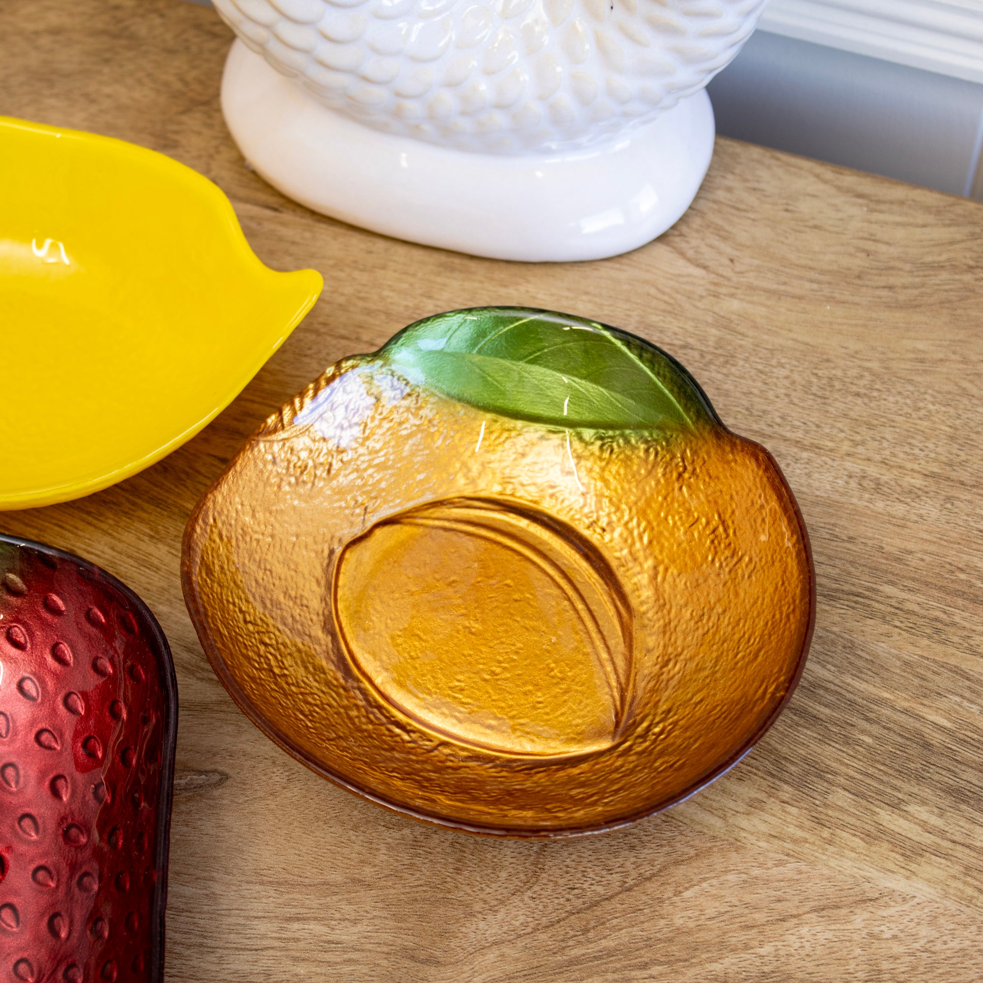 Set Of 2 Orange Glass Dishes