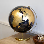 Glossy Black & Gold Base Globe