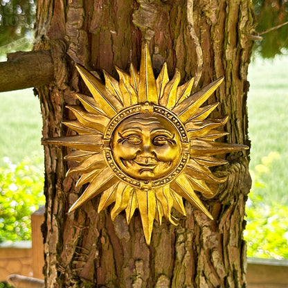 Gold Smiling Sun Wall Plaque