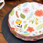 Set Of 4 Floral Print Side Plates