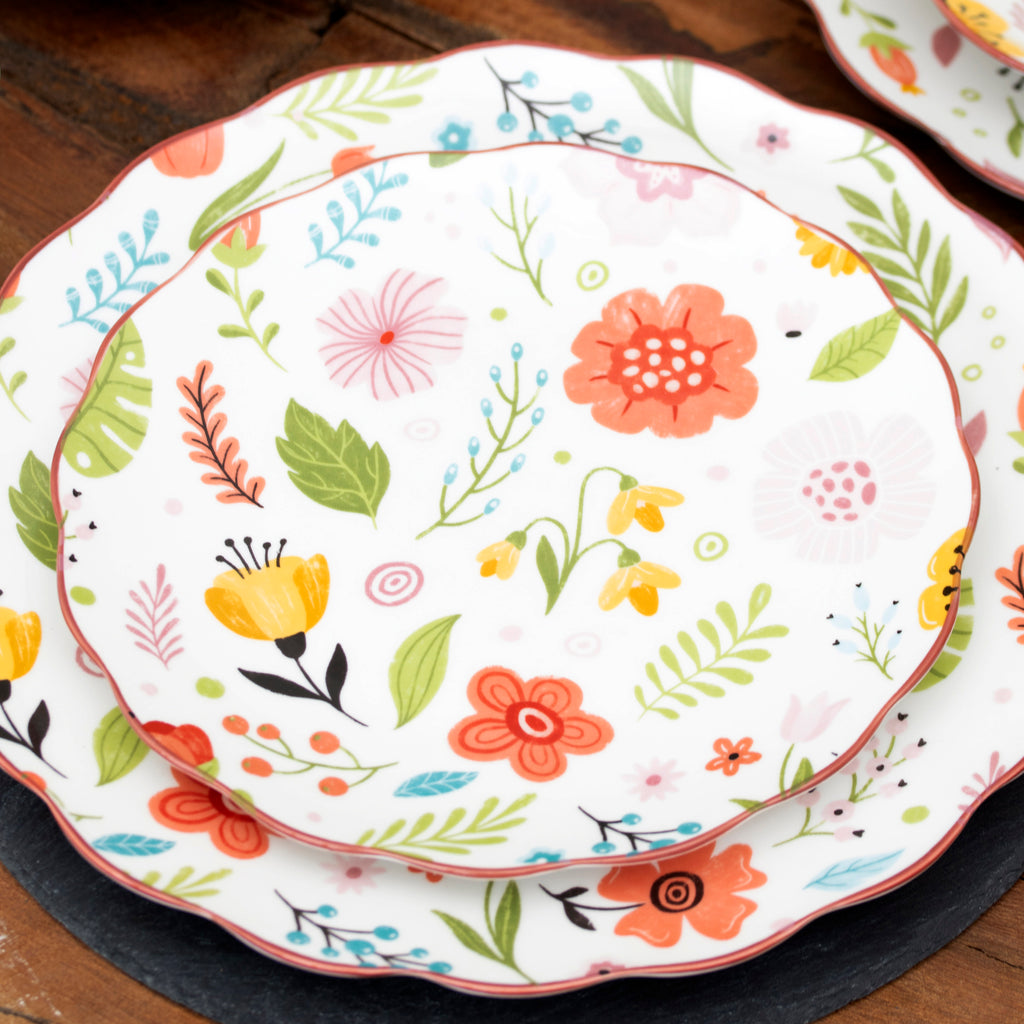 Set Of 4 Floral Print Side Plates