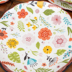Set Of 4 Floral Print Dinner Plates