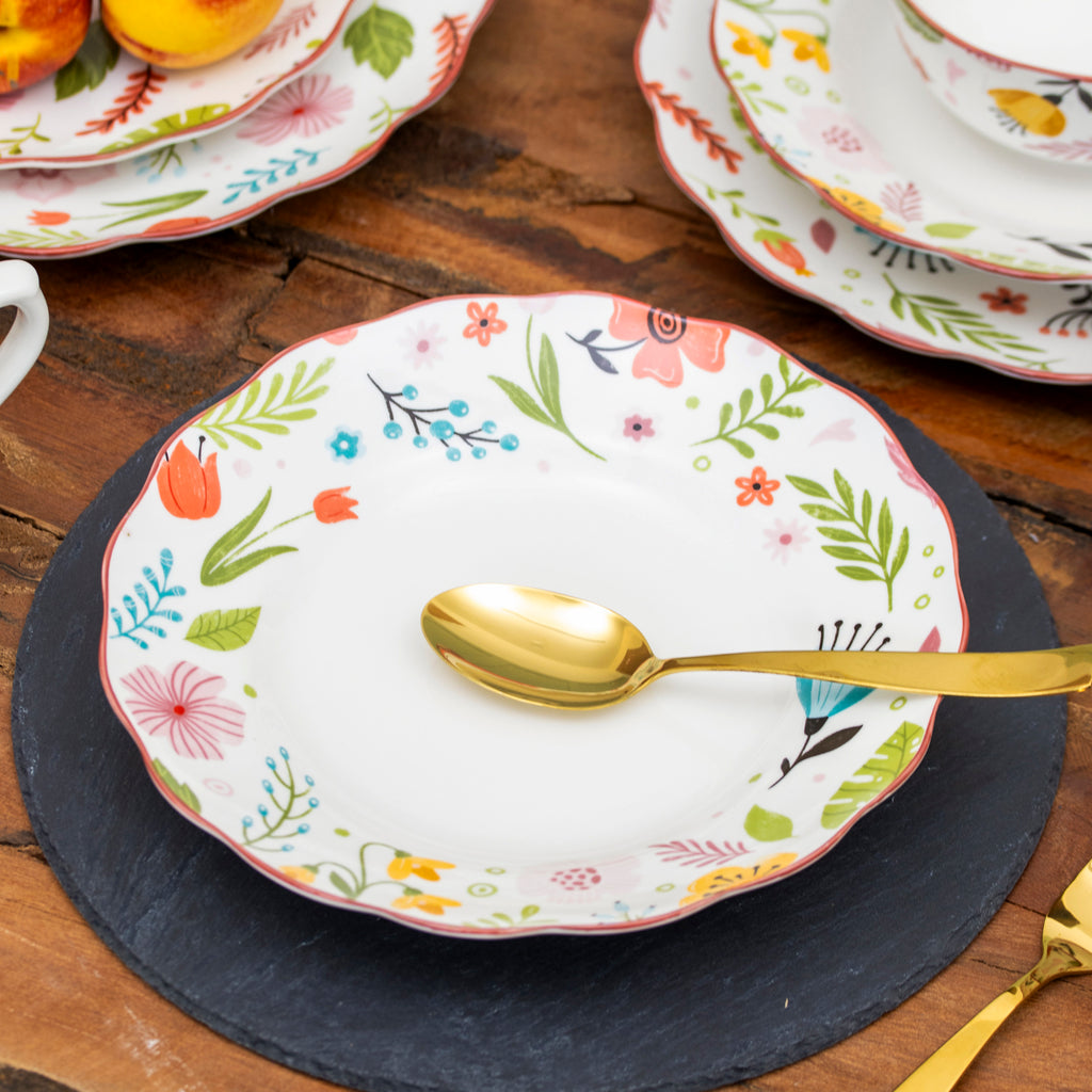Set Of 4 Floral Print Pasta Bowls