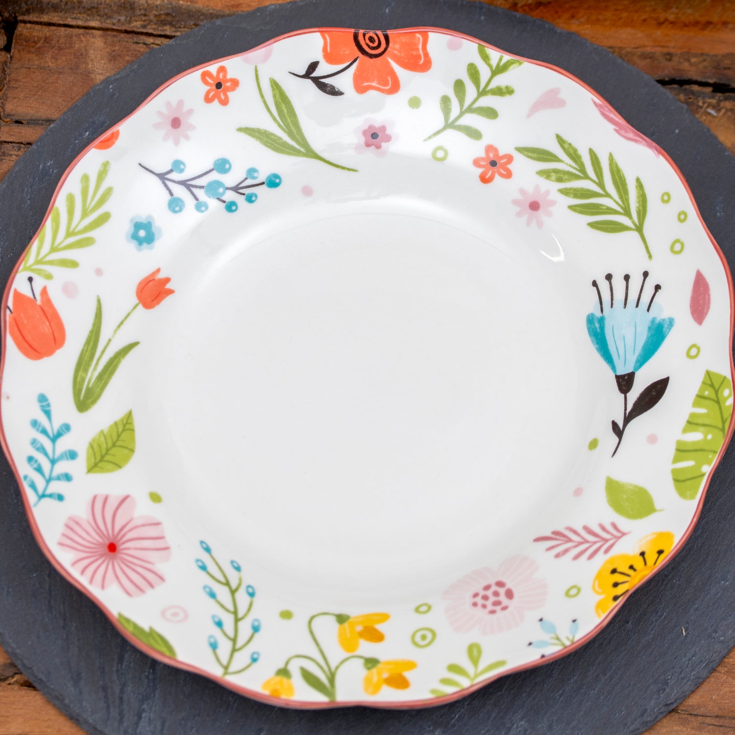 Set Of 4 Floral Print Pasta Bowls