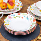 Set Of 4 Floral Print Pasta Bowls