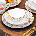 Set Of 4 Floral Print Cereal Bowls
