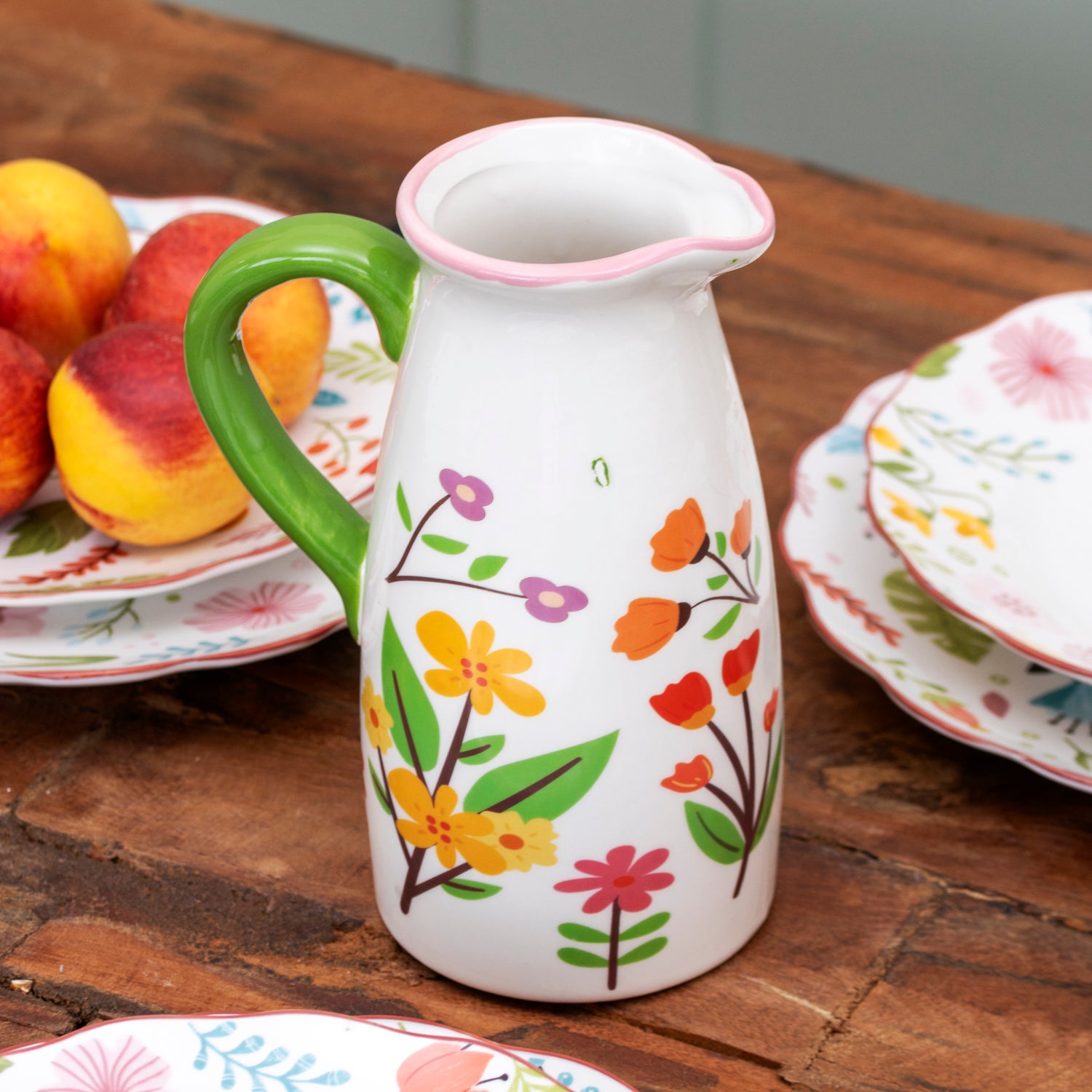 Ceramic Floral Print Jug Vase