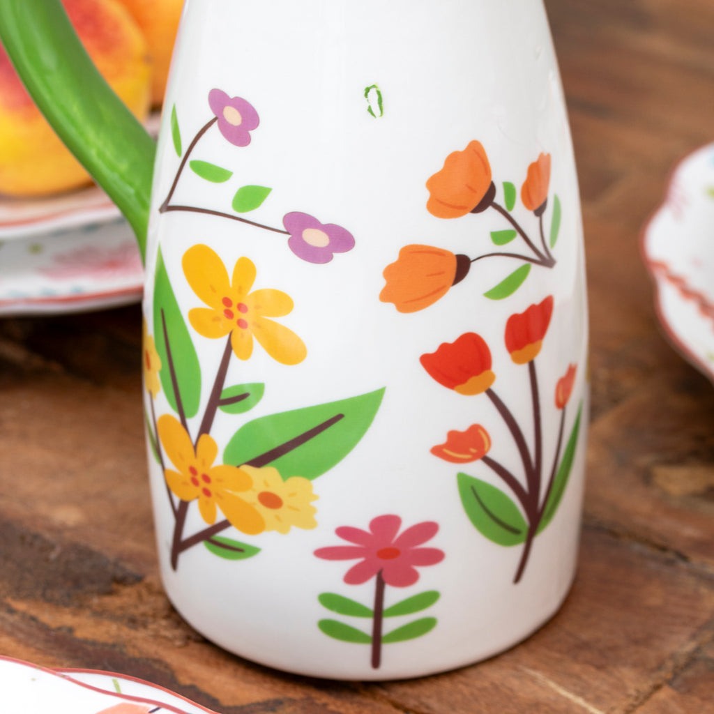 Ceramic Floral Print Jug Vase
