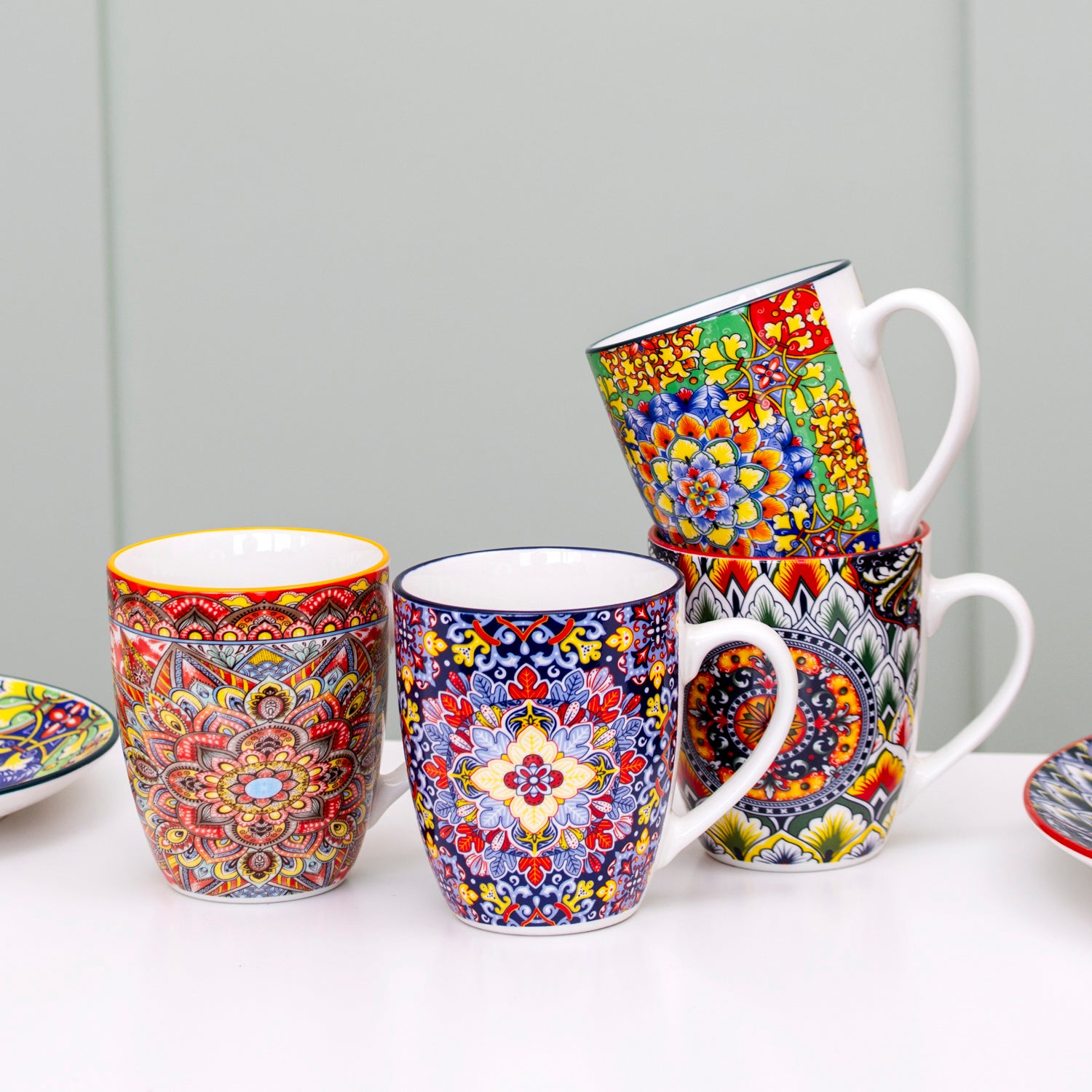 Set Of 4 Tuscany Mandala Mugs