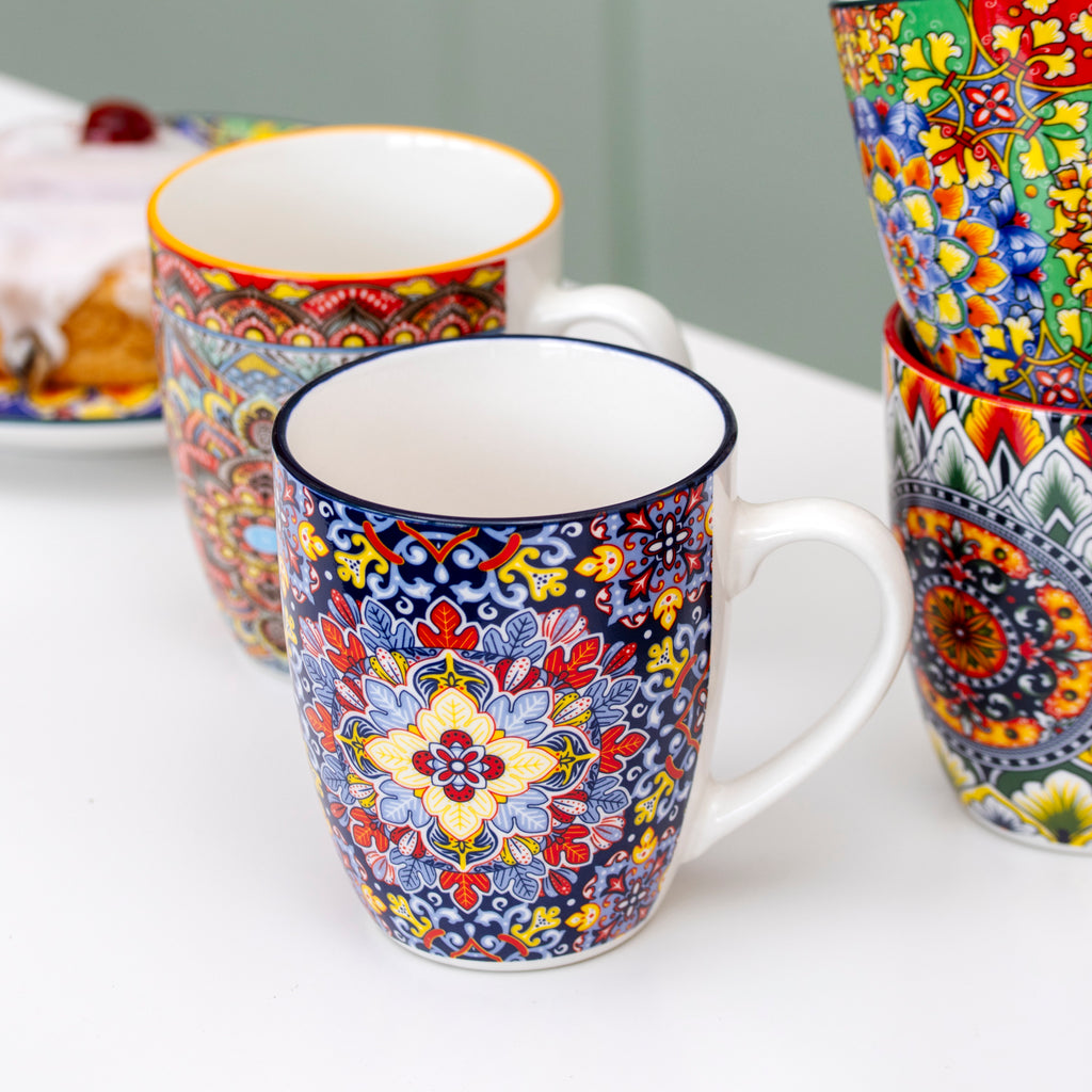 Set Of 4 Tuscany Mandala Mugs