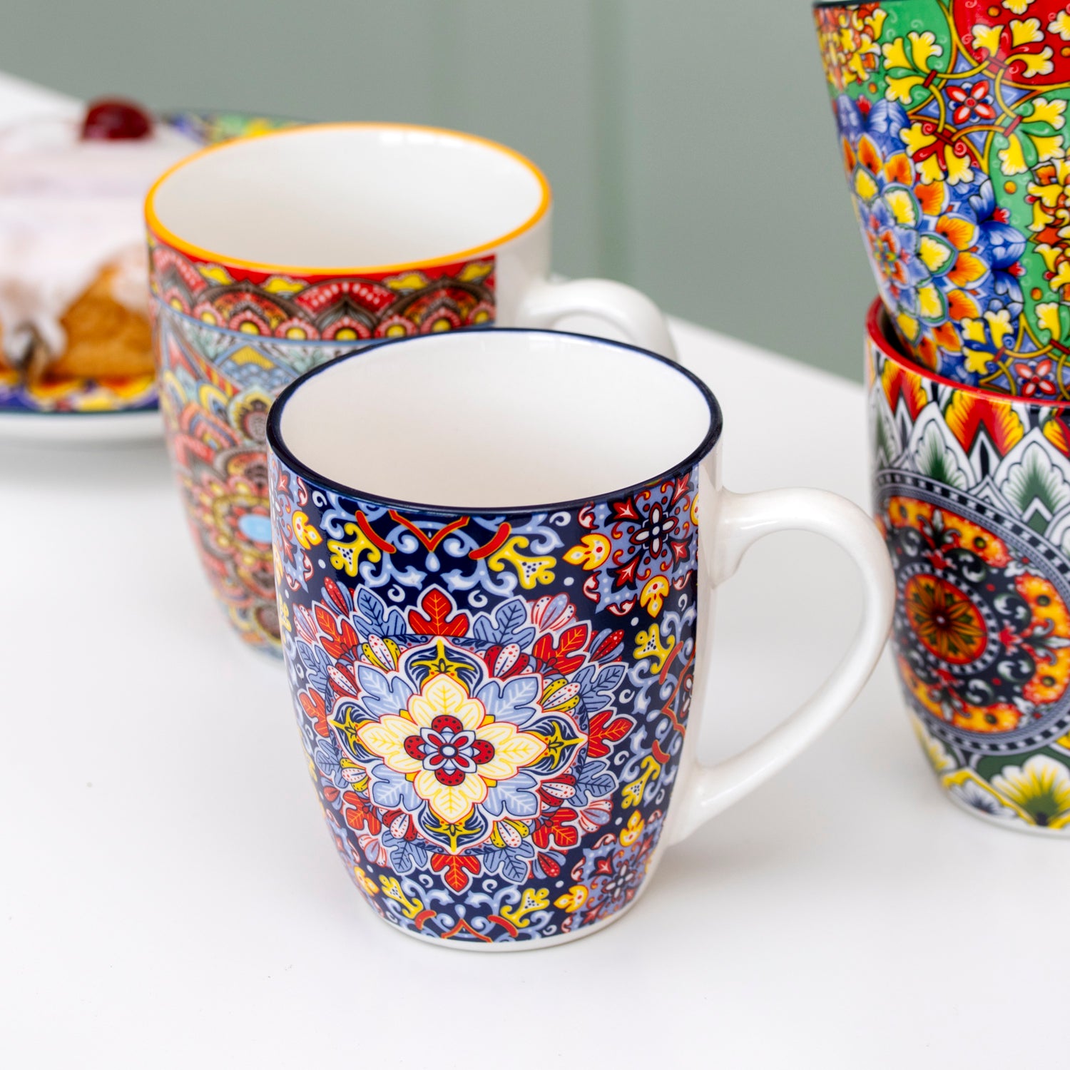 Set Of 4 Tuscany Mandala Mugs
