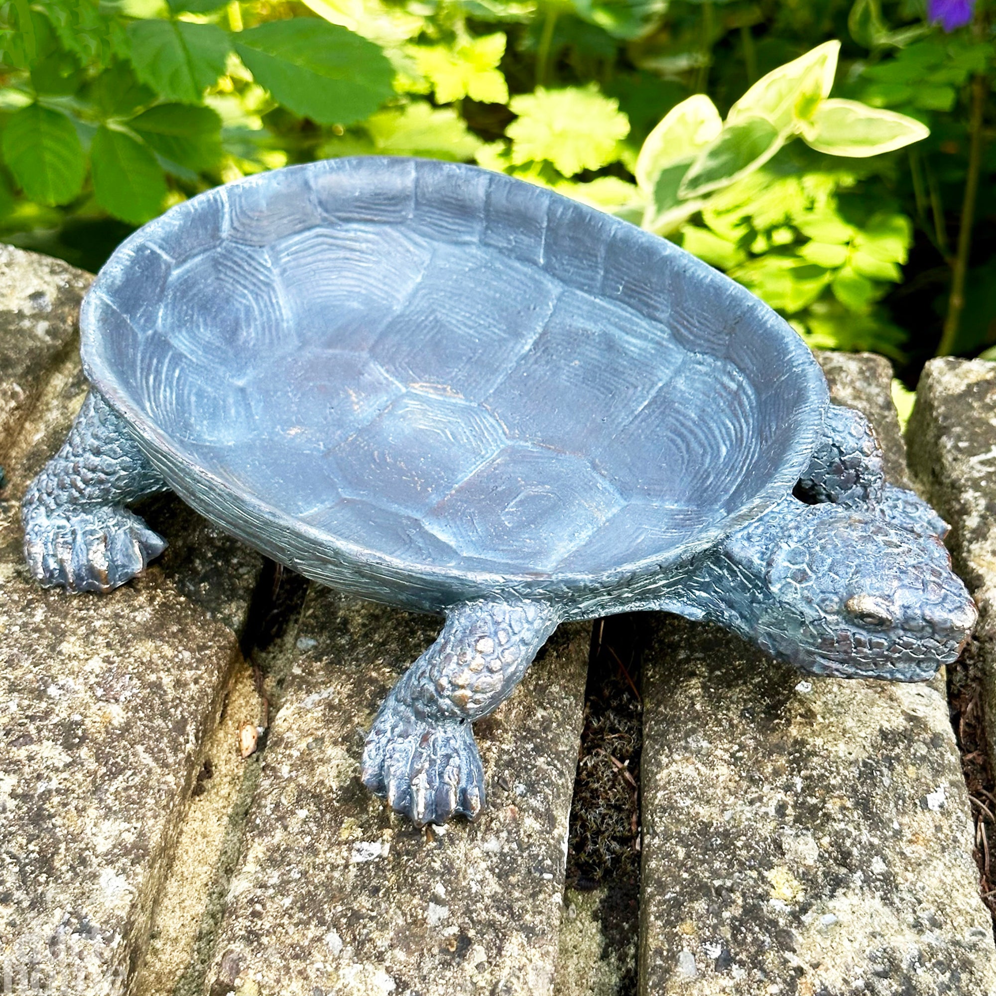 Bronze Tortoise Bird Bath
