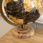Dark Globe Ornament On Mango Wood Base