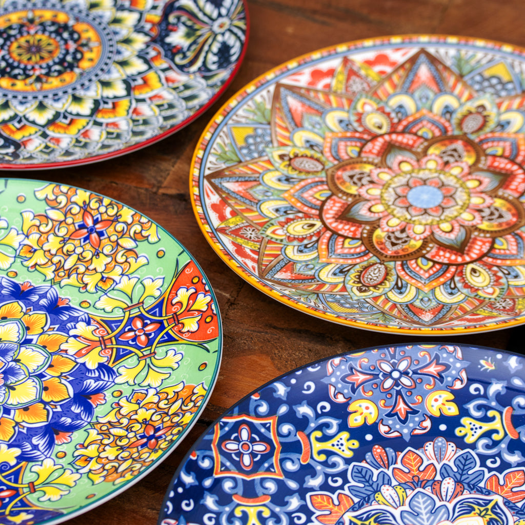 Set Of 4 Tuscany Mandala Dinner Plates