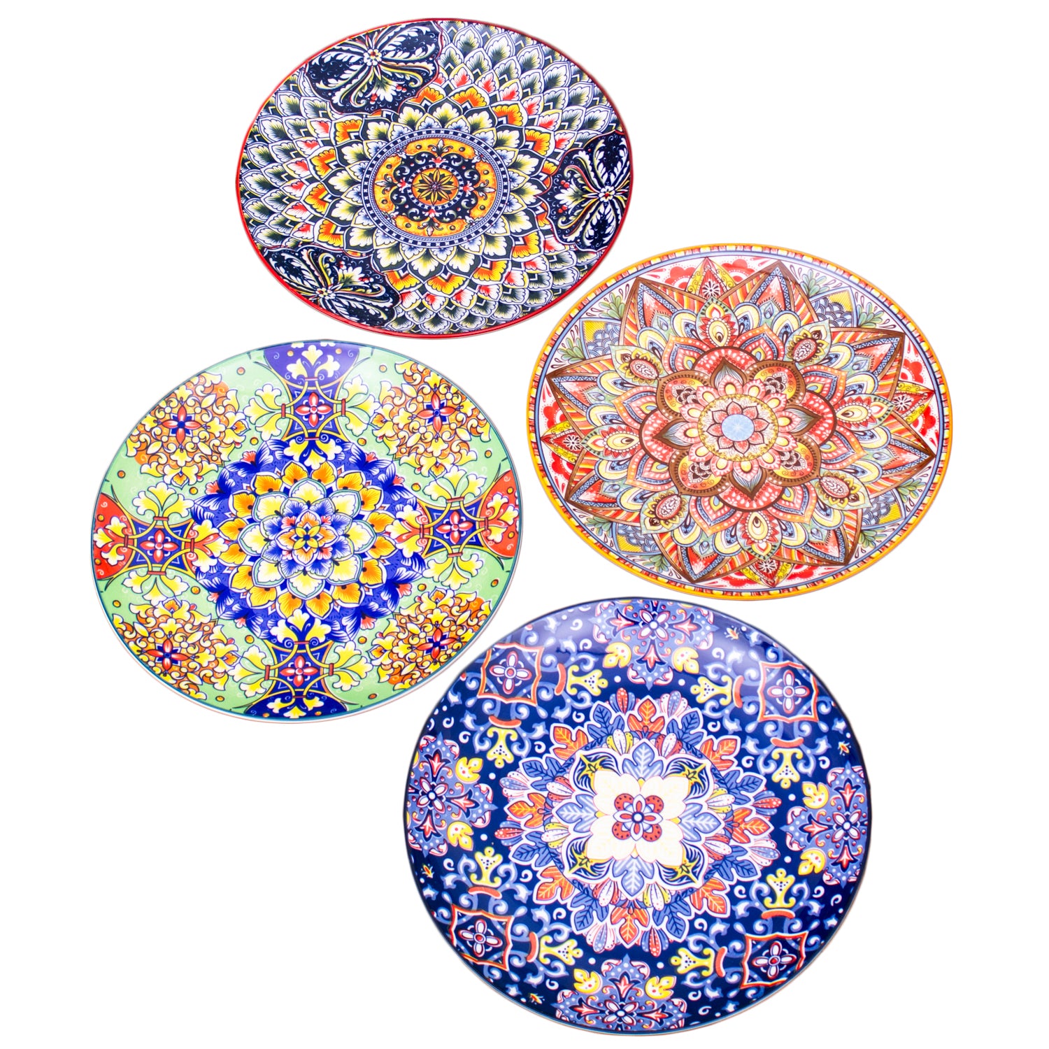 Set Of 4 Tuscany Mandala Dinner Plates