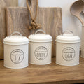 Set Of 3 Matt Cream Tea Coffee Sugar Canisters