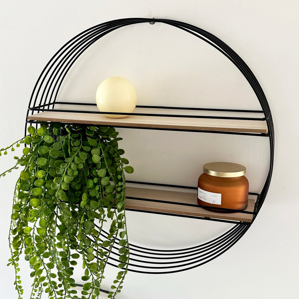 Black Wire Round Wall Shelf Unit