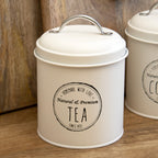 Set Of 3 Matt Cream Tea Coffee Sugar Canisters