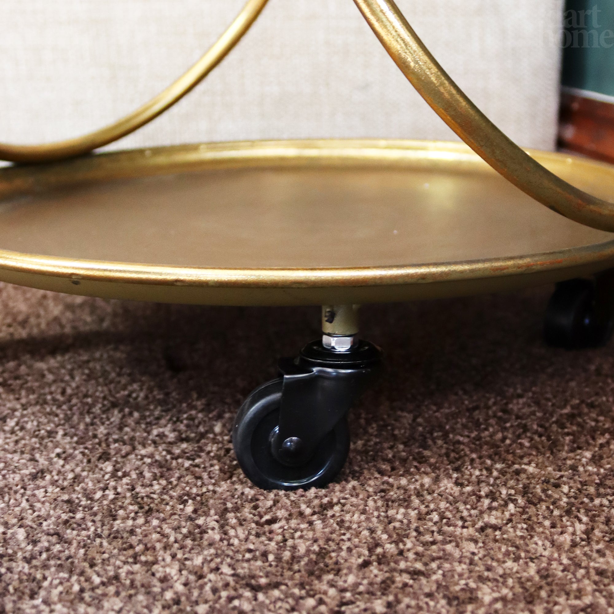Antique Gold 2 Tier Round Drinks Trolley