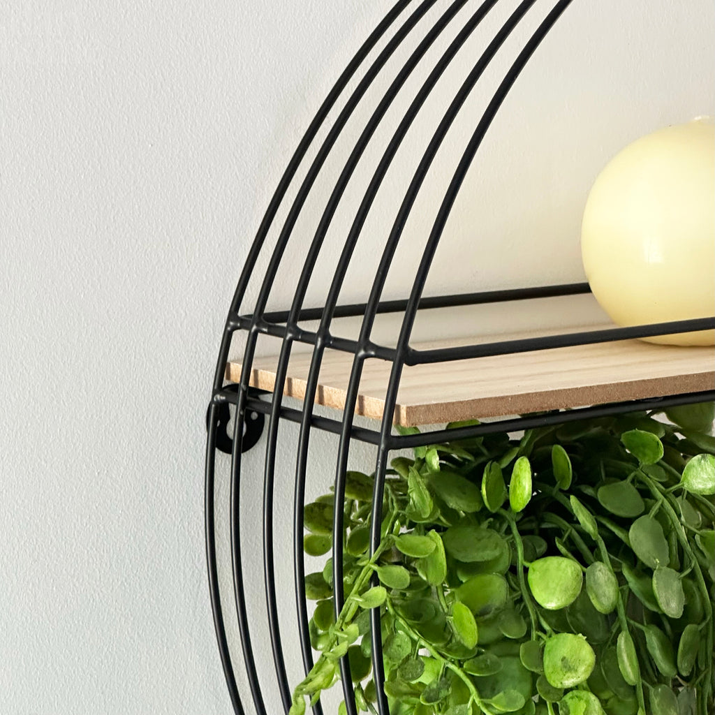 Black Wire Round Wall Shelf Unit