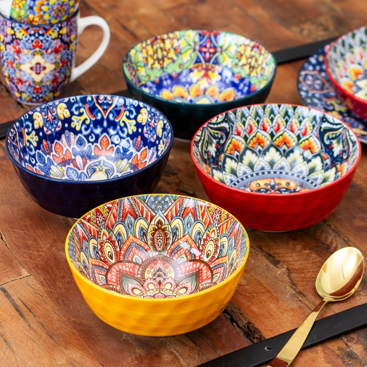 Set Of 4 Tuscany Mandala Cereal Bowls