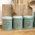 Set Of 3 Matt Green Tea Coffee Sugar Canisters
