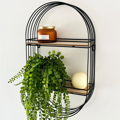 Black Wire Oval Wall Shelf Unit