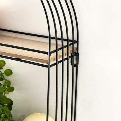 Black Wire Oval Wall Shelf Unit