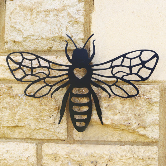 Black Silhouette Honey Bee Garden Wall Art