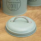Set Of 3 Matt Green Tea Coffee Sugar Canisters