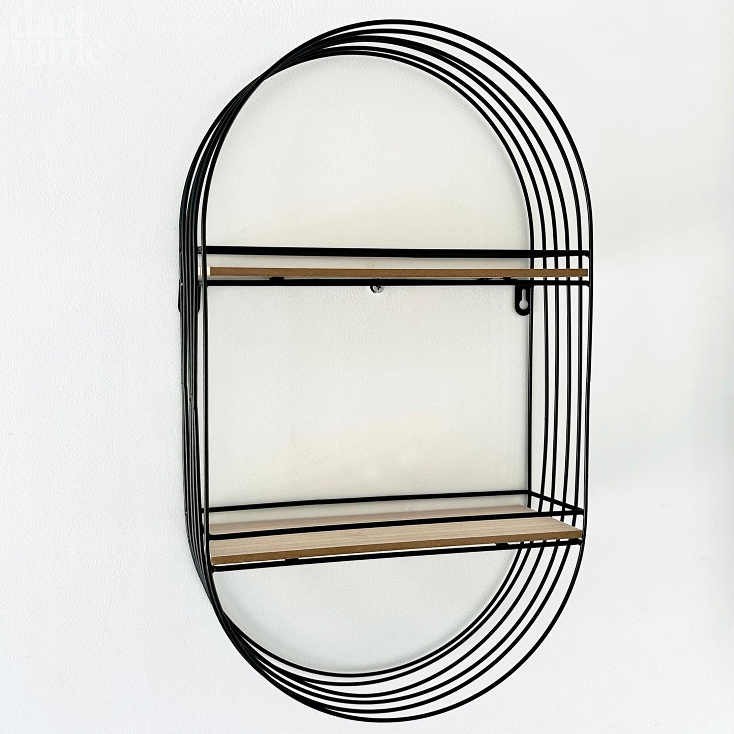 Black Wire Oval Wall Shelf Unit