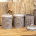 Set Of 3 Matt Grey Tea Coffee Sugar Canisters