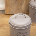 Set Of 3 Matt Grey Tea Coffee Sugar Canisters