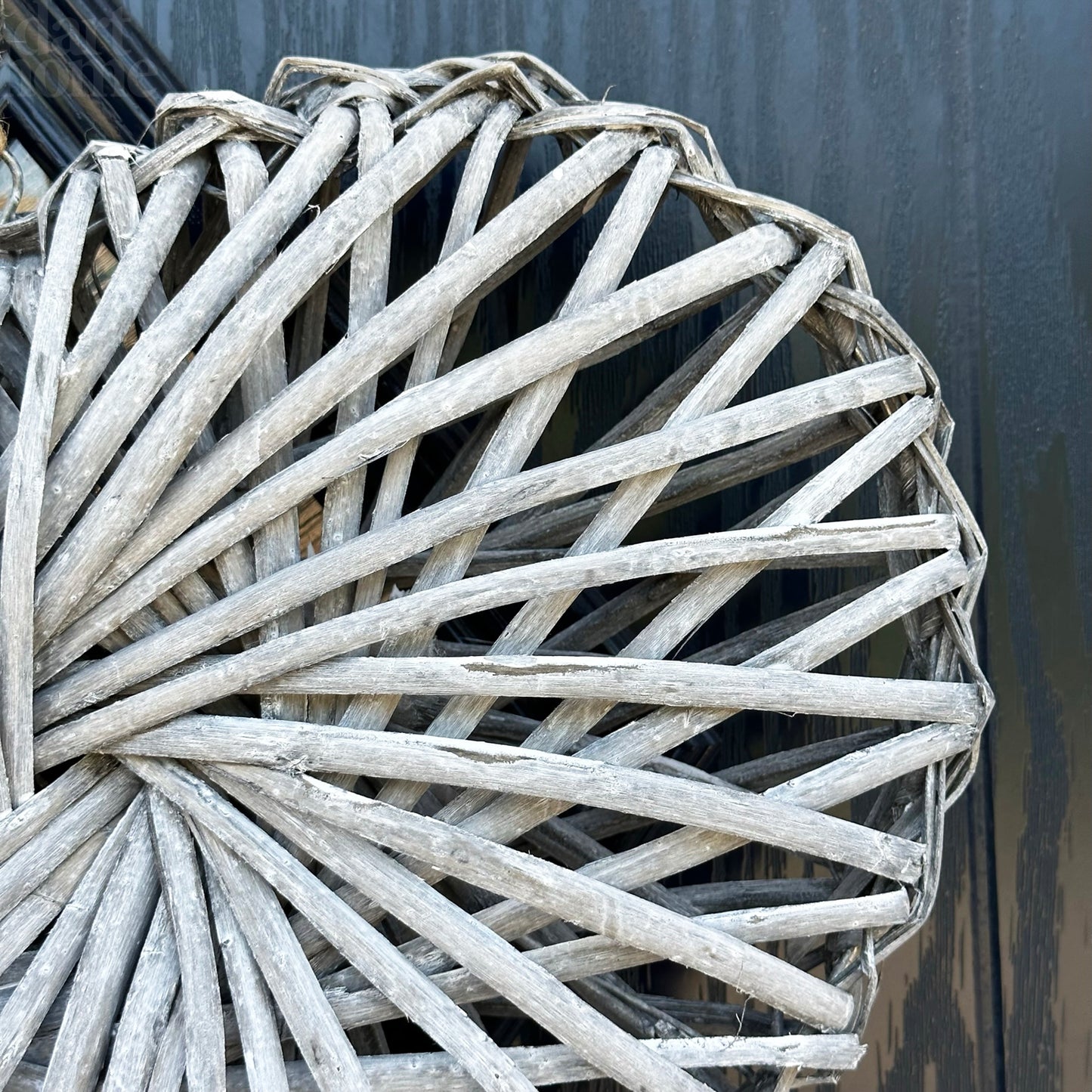 Grey Rattan Heart Wreath