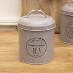 Set Of 3 Matt Grey Tea Coffee Sugar Canisters